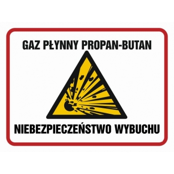 Znak Gaz płynny propan - butan niebezpieczeństwo wybuchu folia samoprzylepna NB012