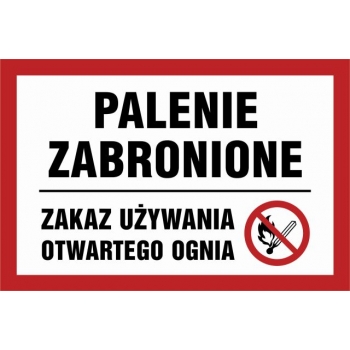 Znak Palenie zabronione - zakaz używania otwartego ognia płyta sztywna PCV NC010