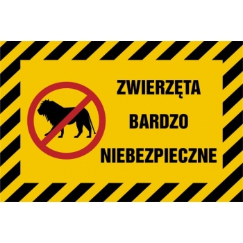 Znak Zwierzęta bardzo niebezpieczne folia samoprzylepna NC020
