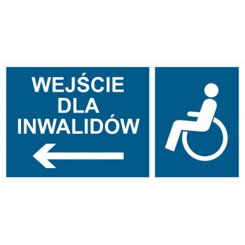 Znak Wejście dla inwalidów w lewo folia samoprzylepna NC114