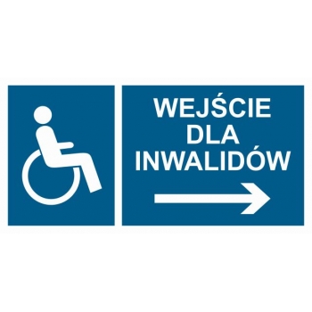 Znak Wejście dla inwalidów w prawo folia samoprzylepna NC115