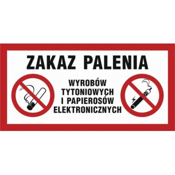 Znak Zakaz palenia wyrobów tytoniowych i papierosów elektronicznych folia samoprzylepna NC123