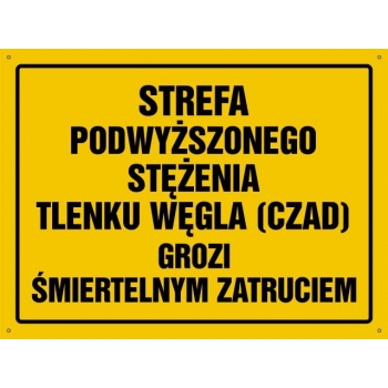 Strefa podwyższonego stężenia tlenku węgla - tablica budowlana