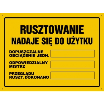 Znak Rusztowanie nadaje się do użytku ... płyta sztywna PCV OA146