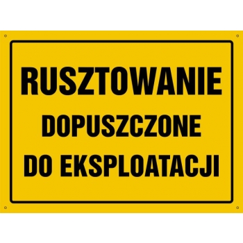 Znak Rusztowanie dopuszczone do eksploatacji płyta sztywna PCV OA181