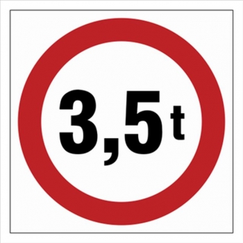 SA052 Znak drogowy B-18. Zakaz wjazdu pojazdów o rzeczywistej masie całkowitej ponad 3,5 ton