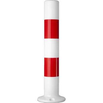 Słupek blokujący U-12c PCV, 80cm, na stopie, biało-czerwony
