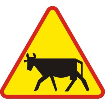 Znak drogowy ostrzegawczy A-18a zwierzęta gospodarskie