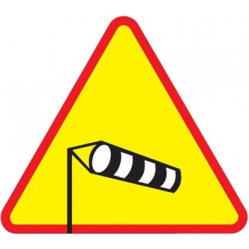 Znak drogowy ostrzegawczy A-19 boczny wiatr