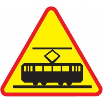 Znak drogowy ostrzegawczy A-21 tramwaj