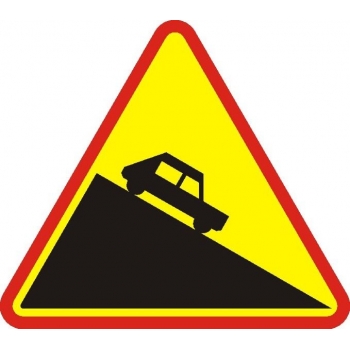 Znak drogowy ostrzegawczy A-22 niebezpieczny zjazd