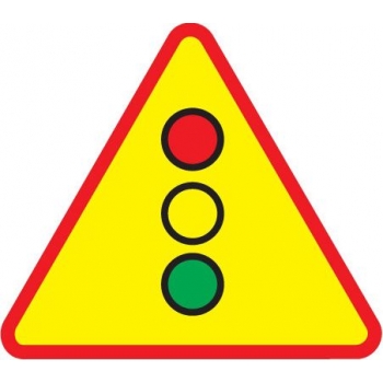Znak drogowy ostrzegawczy A-29 sygnały świetlne