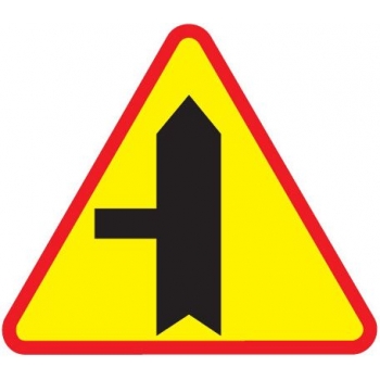 Znak drogowy ostrzegawczy A-6c skrzyżowanie z drogą podporządkowaną występującą po lewej stronie