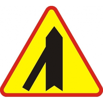 Znak drogowy ostrzegawczy A-6e wlot drogi jednokierunkowej z lewej strony